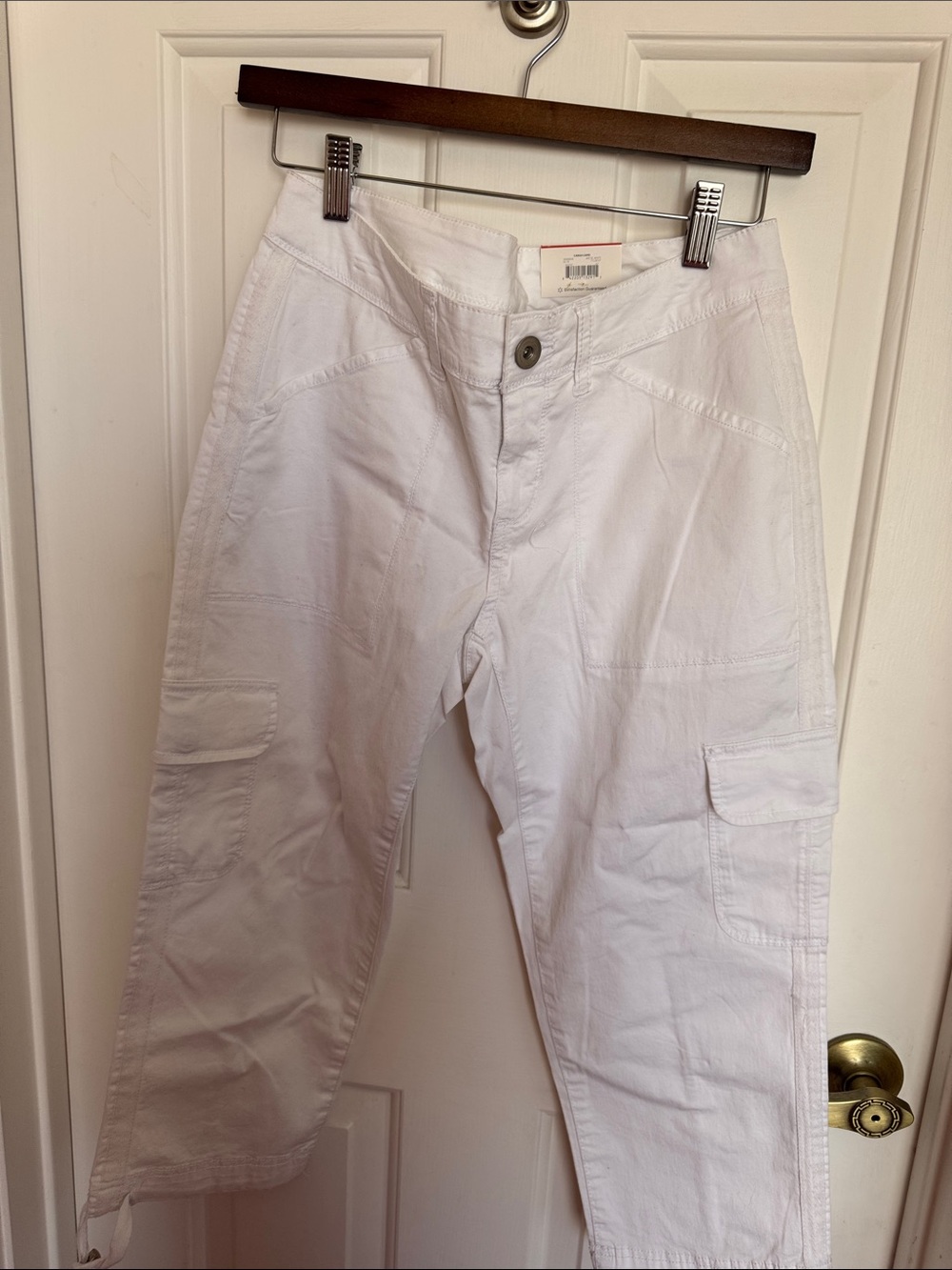 White Cargo Capri Pants